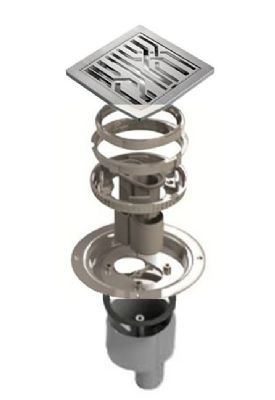 IMPEY AQUA-DEC EASY FIT 'FIBRE' BRUSHED STAINLESS STEEL TILED FLOOR GULLY with VERTICAL OUTLET, QUAD02BSS/V